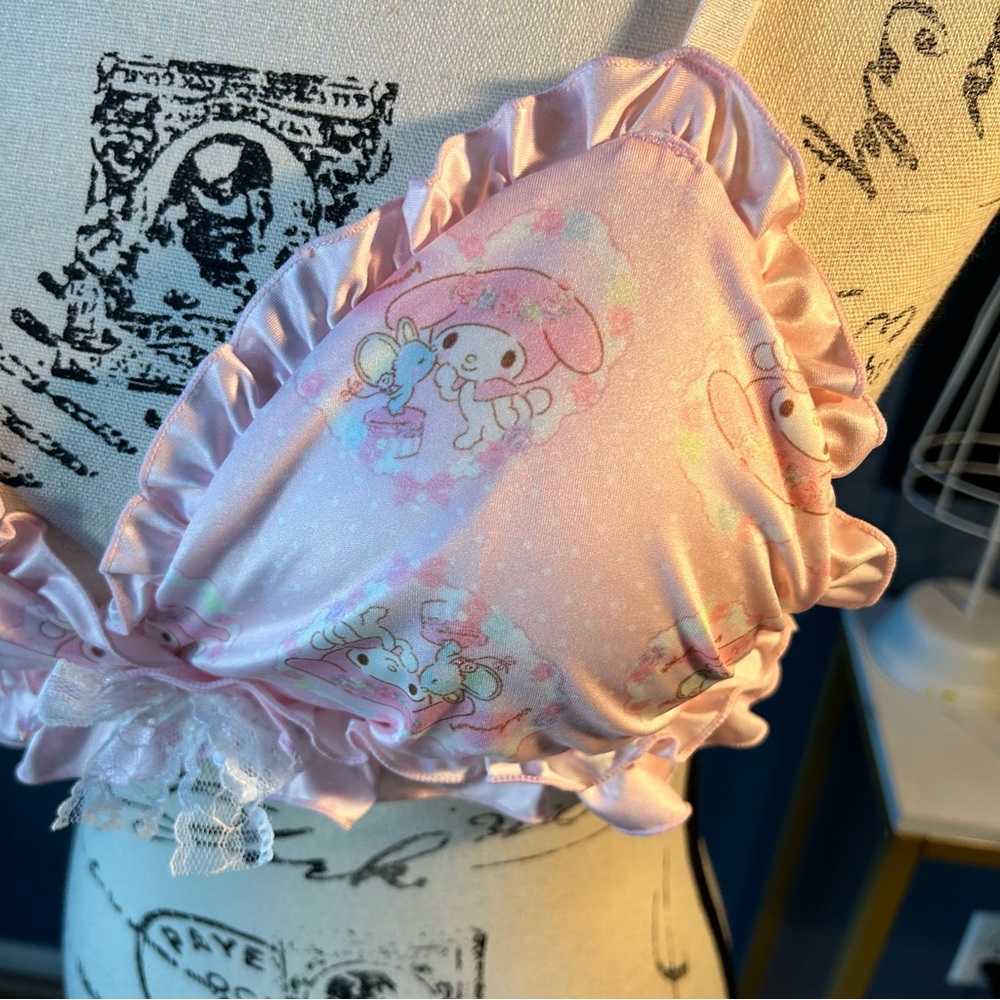 Hello Kitty Sanrio My Melody pink ruffle print Bralette - Picture 7 of 13